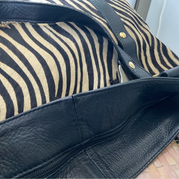 VALENTINA LARGE HAIR CALF BAG WITH DOUBLE STRAPS REMOVABLE SHOULDER STRAP LINED - Picture 8 of 11